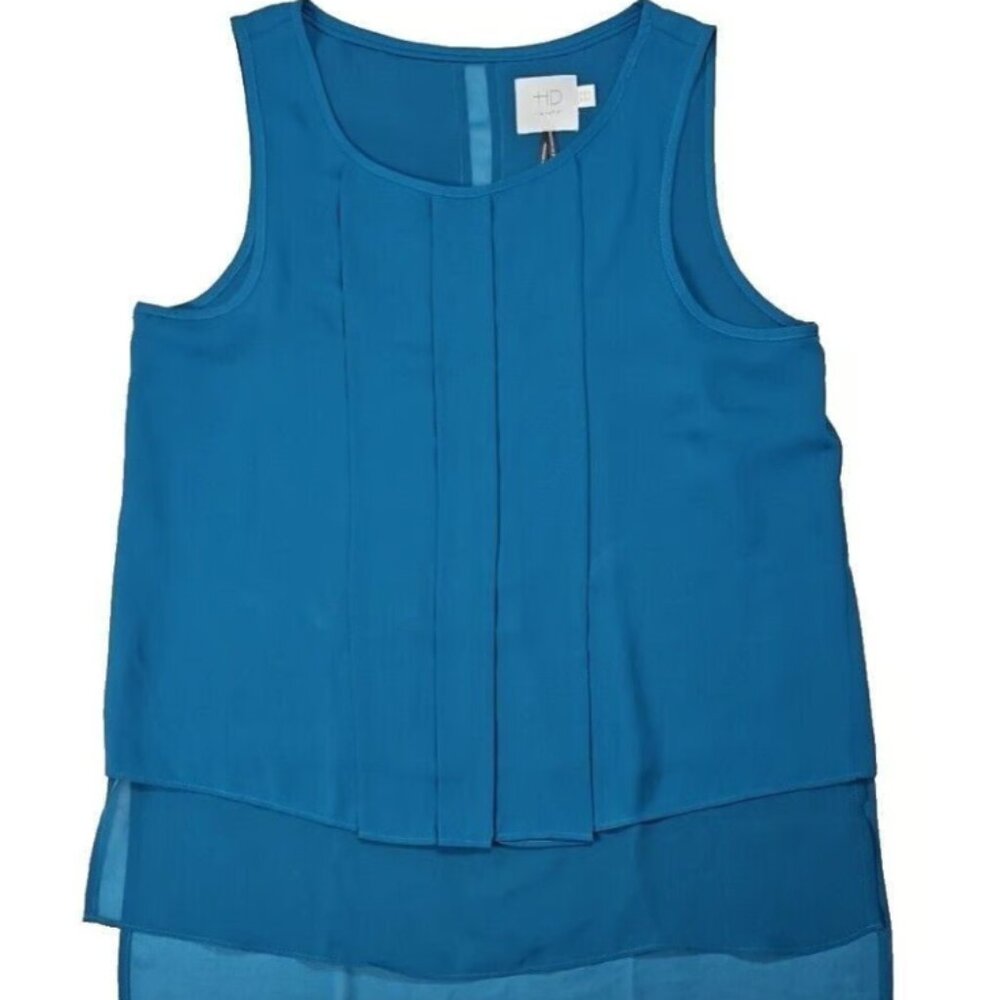 Paris by Anthropologie Women's Teal Pleated Tank Top Size 2